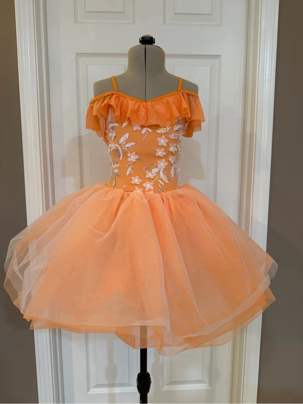 Weissman Small Child Girls Orange Tulle Floral Ballet Costume Dress